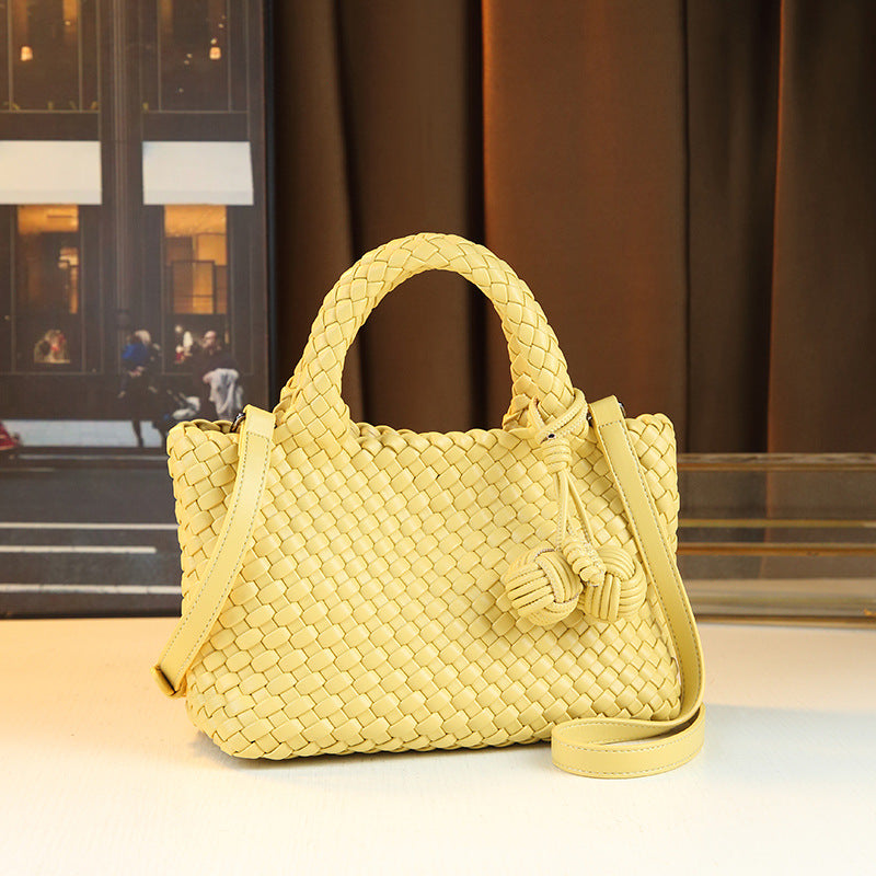 Handwoven Basket Tote Bag for Women with Detachable Sub-Bag, Minimalist Commuter Shoulder Handbag with Versatile Everyday Style