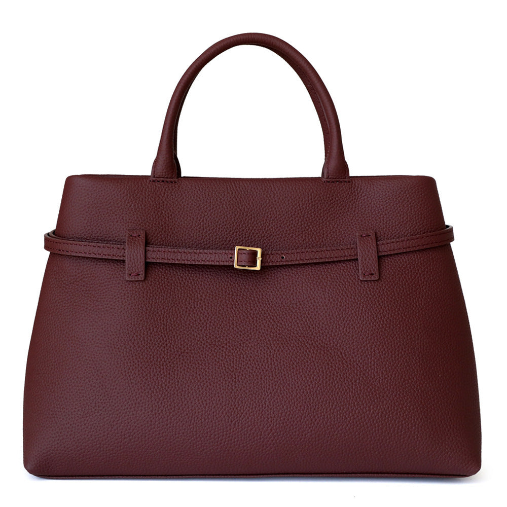 Top Layer Cowhide Commuter Tote Bag for Women Minimalist Large Capacity Genuine Leather Handbag, Premium Versatile Purse with Timeless Elegance
