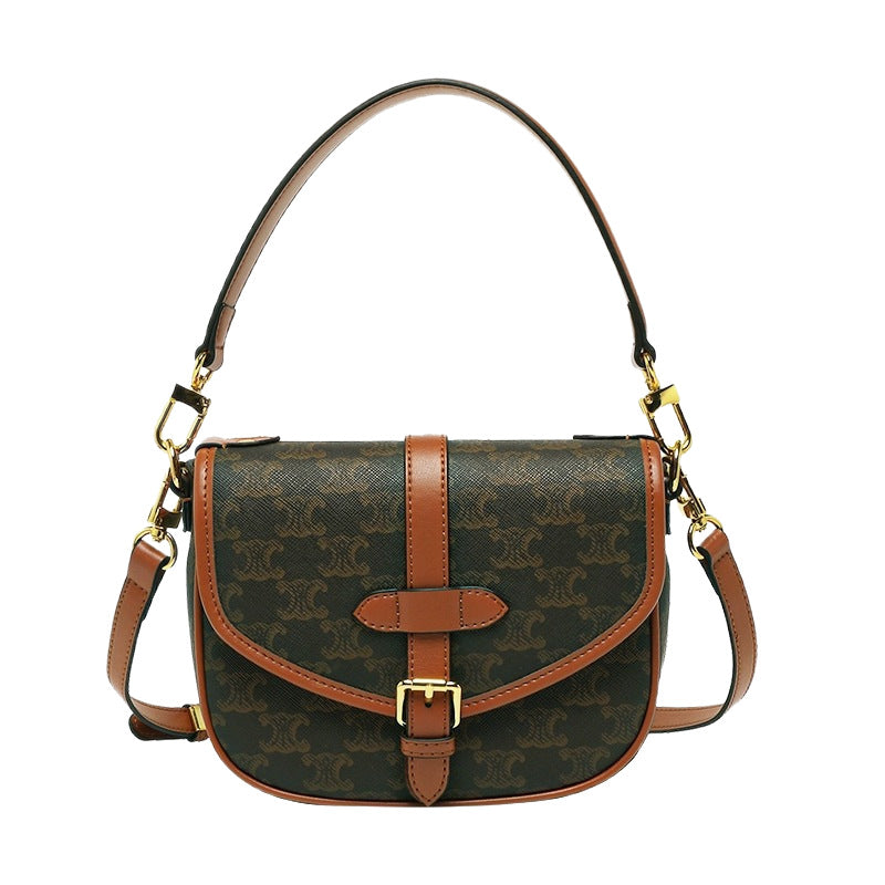 Genuine Leather Saddle Bag for Women, New Fall Winter Small Shoulder Crossbody Purse, Versatile Everyday Handbag for Ladies
