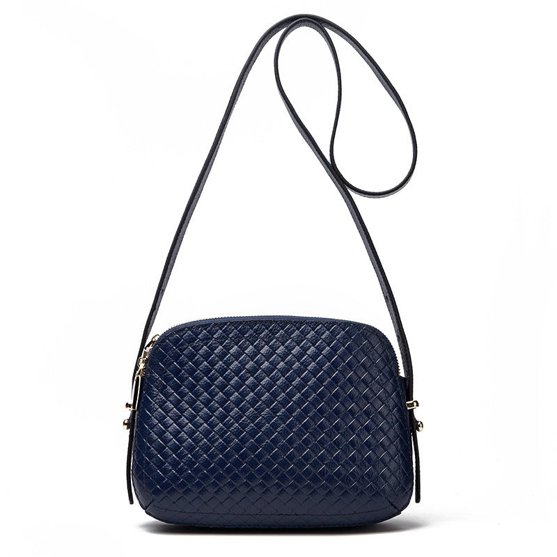 Multi-Layer Woven Genuine Leather Bag, Versatile Shoulder Crossbody Purse, Fashionable Cowhide Mom Handbag for Women