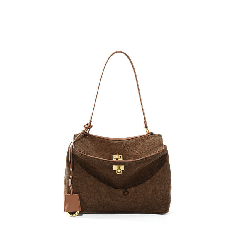 Suede Tote Bag for Women Large Capacity Vintage Shoulder Handbag, Elegant Stylish Purse with Soft Luxurious Texture