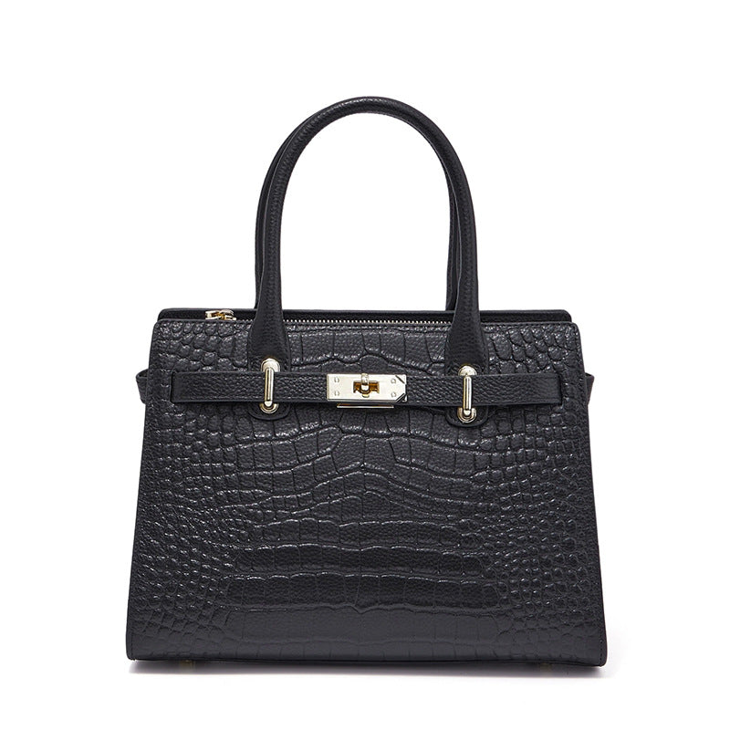New French Style Croc-Effect Light Luxury Tote Bag for Women, Birkin & Kelly-Inspired Versatile Commuter Handbag with Elegant Everyday Design
