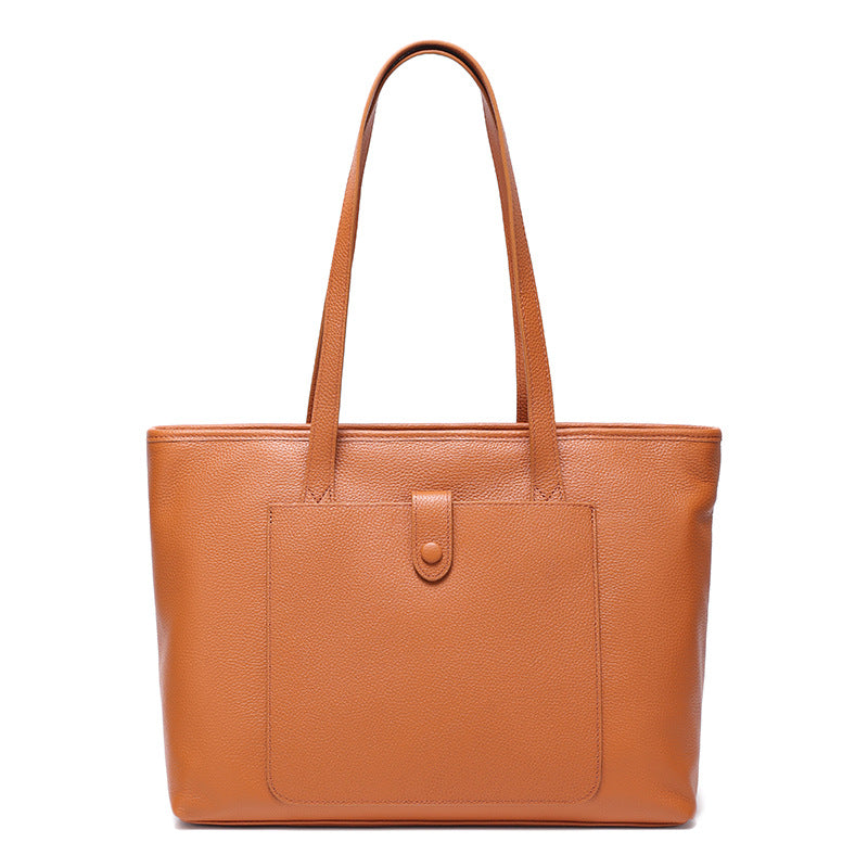 Genuine Leather Tote Bag for Women Minimalist Classic Large Capacity Shoulder Handbag, Versatile Purse with Timeless Style