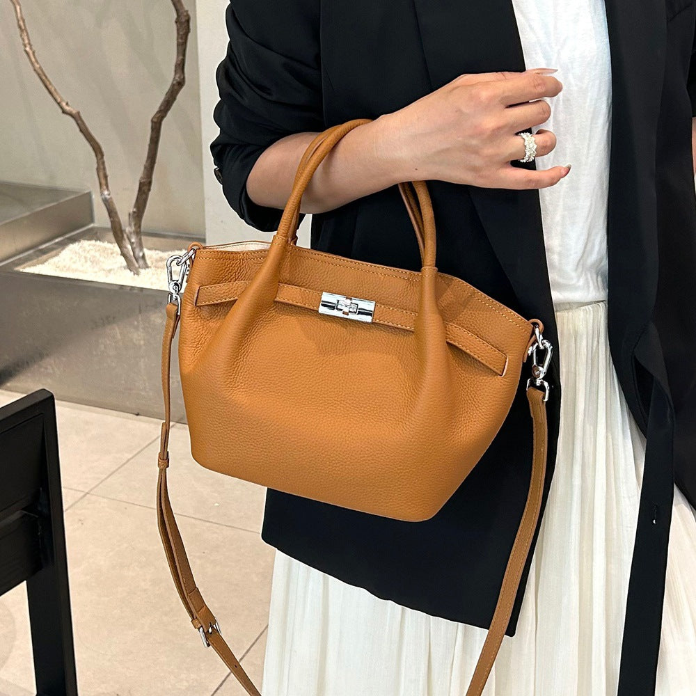 Genuine Togo Top Layer Cowhide Basket Bag for Women, Fashionable Crossbody Top Handle Shoulder Purse, Bestseller Commute Handbag for Ladies