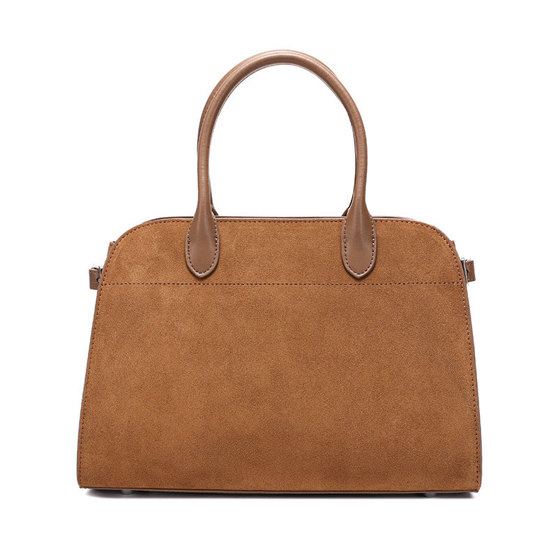 Genuine Leather Suede Tote Bag for Women Vintage Large Capacity Commuter Shoulder Handbag, Elegant Purse with Soft Velvety Texture
