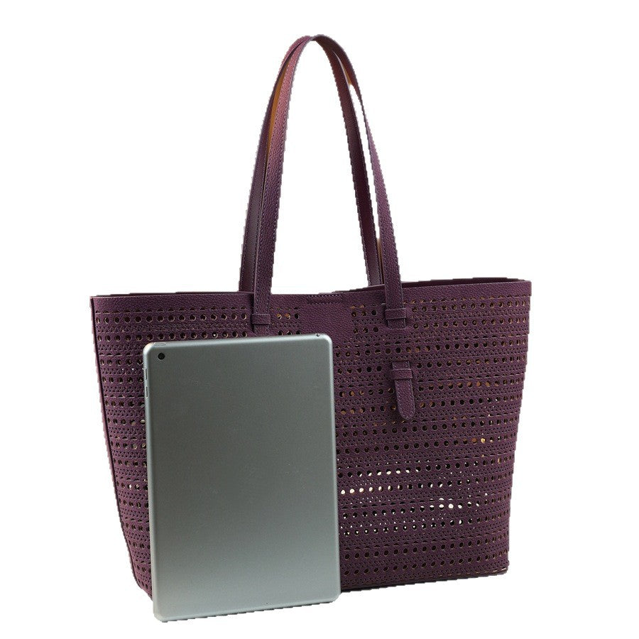 Hollow Korean Style Sub-Bag Tote for Women Large Capacity Shoulder Handbag with Detachable Pouch, Versatile Fall Going-Out Purse