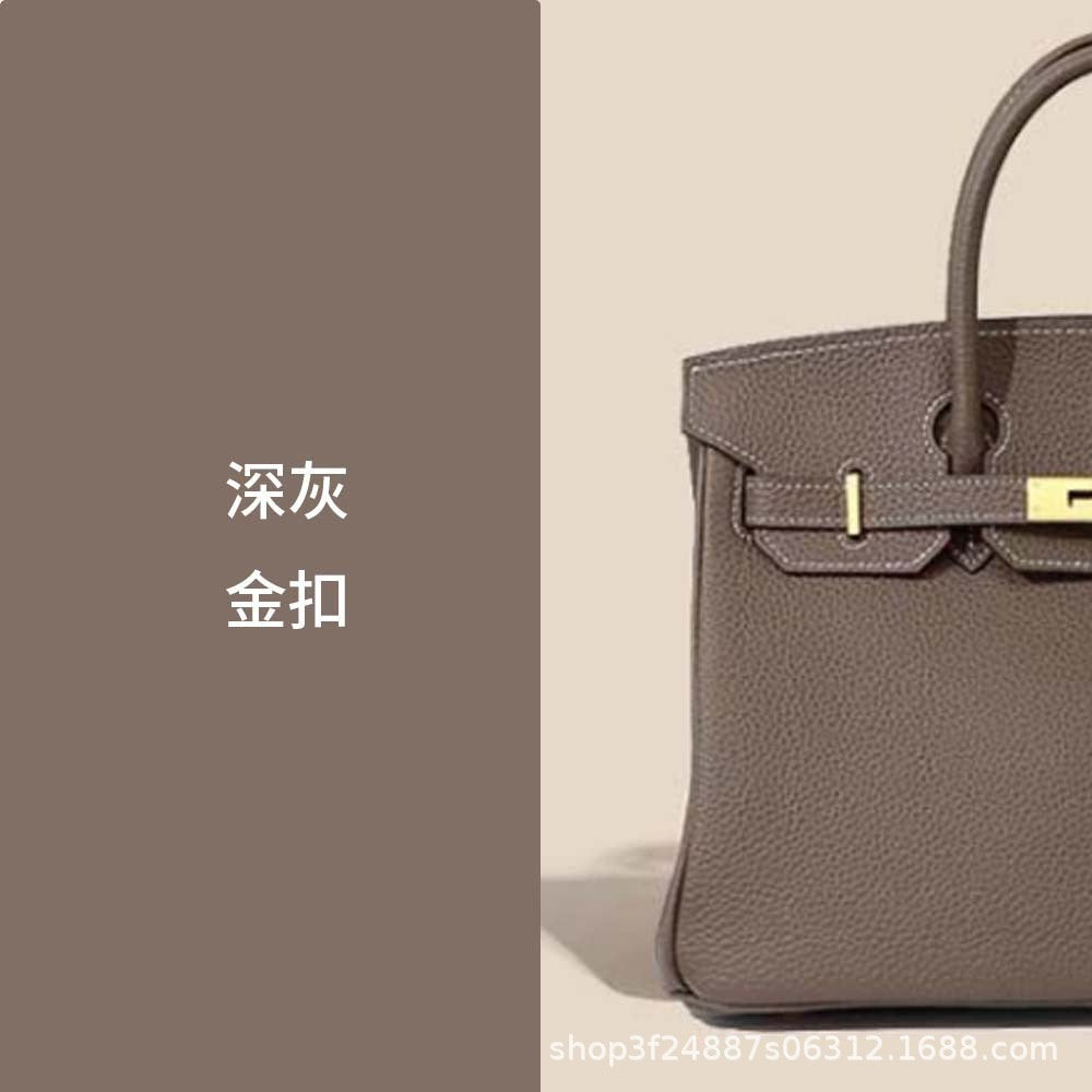 Premium Top-Layer Cowhide Leather with Pebbled Texture, Birkin-Inspired Tote Bag for Women, Spacious Large Capacity Top-Handle Shoulder Crossbody Handbag with Luxurious Feel