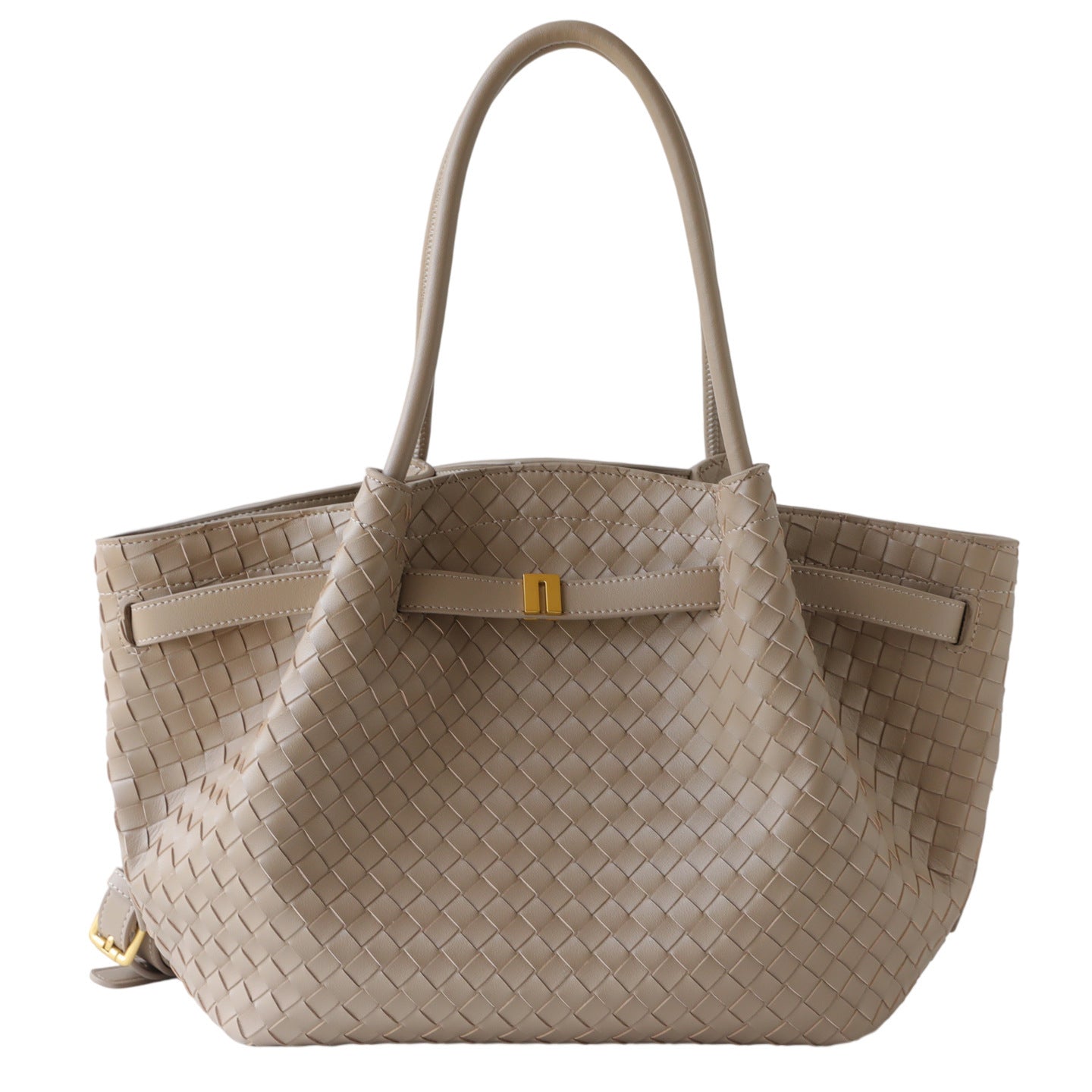 Pleated Wing Woven Tote Bag for Women Minimalist Large Capacity Shoulder Handbag, Lightweight Commuter Purse with Elegant Draped Design