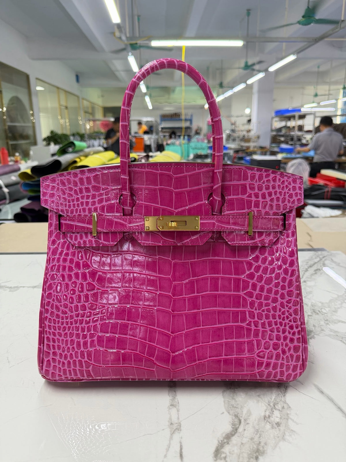 Premium Handcrafted Croc-Embossed Leather Tote Bag for Women, A-Grade Top-Layer Cowhide with Waxed Thread Stitching & Stainless Steel Hardware, Birkin-Inspired 25/30 Top-Handle Purse