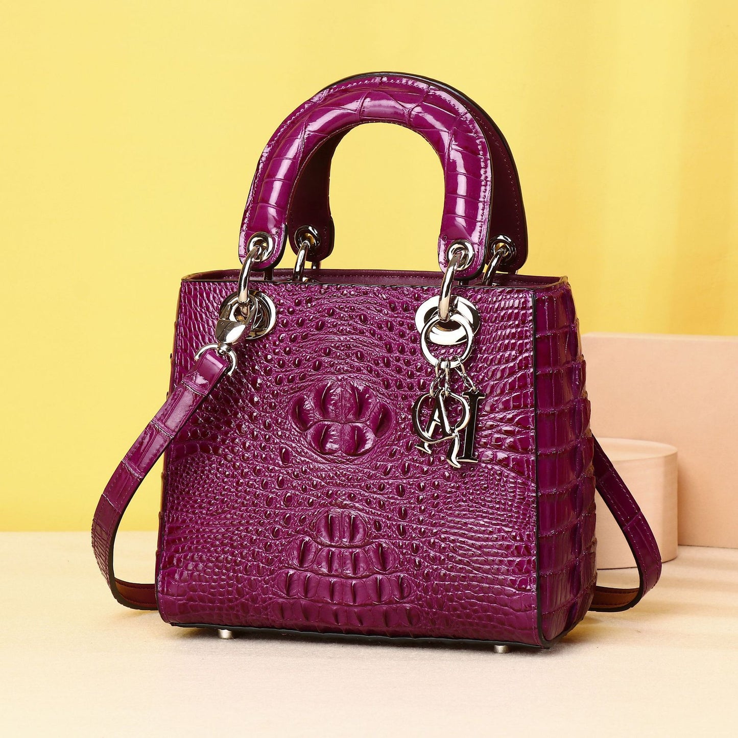 New Arrival Croc-Effect 20cm Lady-Inspired Summer Bag for Women, A Top-Handle Crossbody Shoulder Handbag with Elegant Design, Perfect Fashion Purse