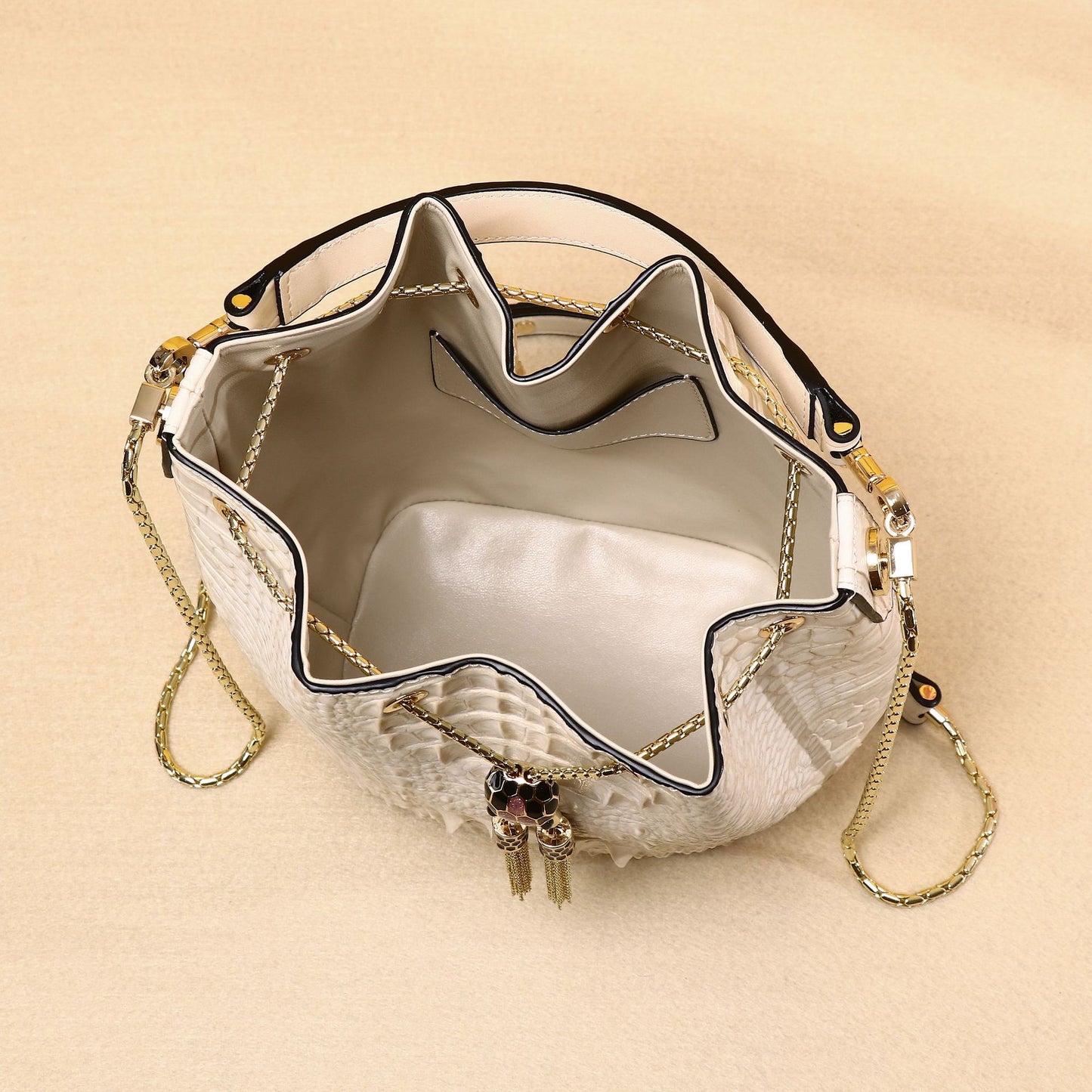 New Spring/Summer Croc-Effect Bucket Bag for Women, A Trendy Small Top-Handle Crossbody Handbag with Premium Unique Design