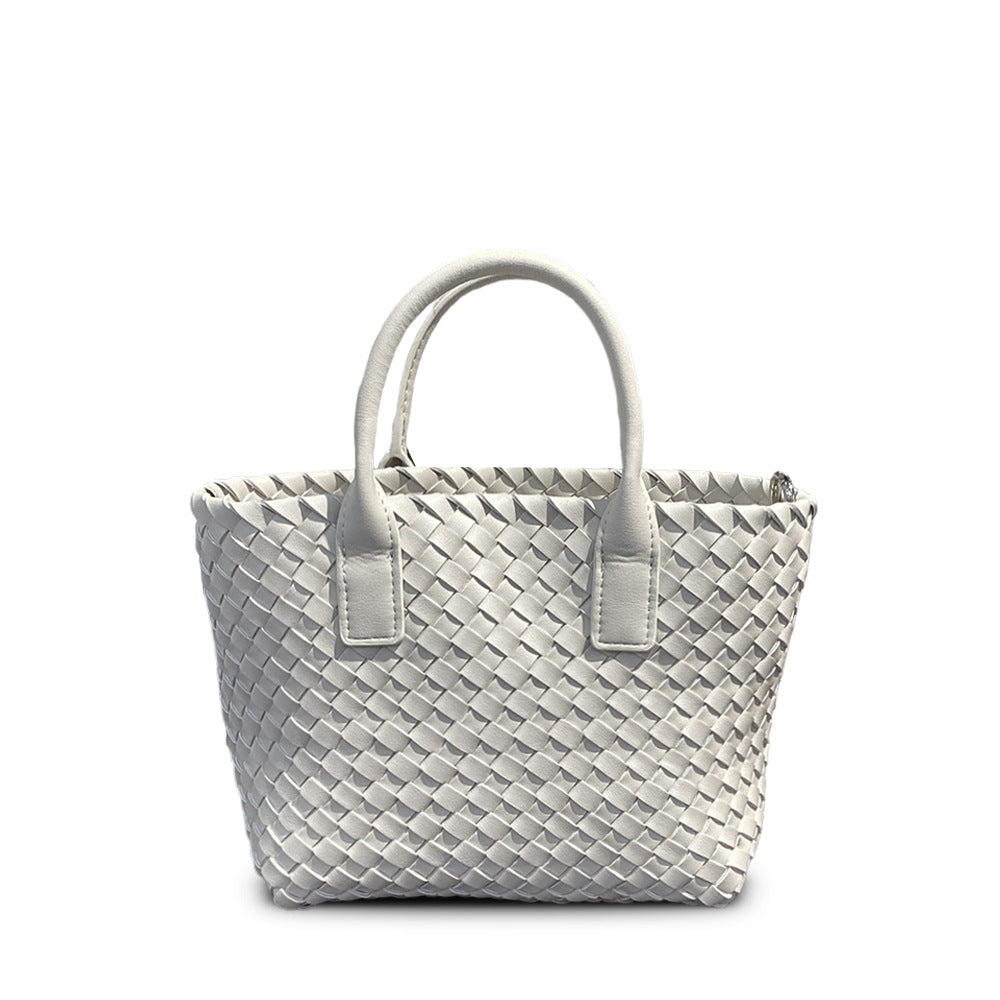 Woven Leather Basket Tote, Niche Best-Selling Handbag, Versatile Shoulder & Crossbody Bag for Women