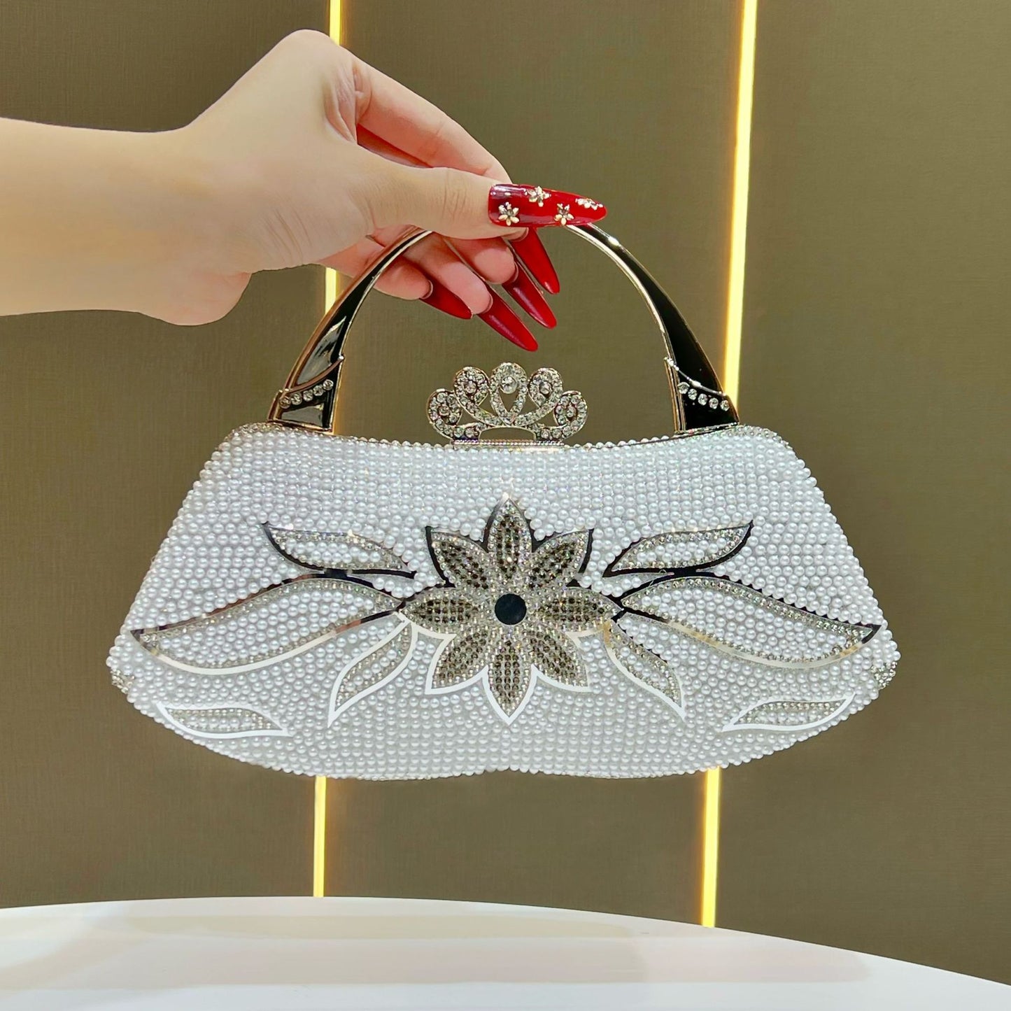 Elegant Wedding Evening Clutch Bag for Women, Fairy Top Handle Purse, Premium Banquet Handbag, Gown Party Dress Handbag for Ladies