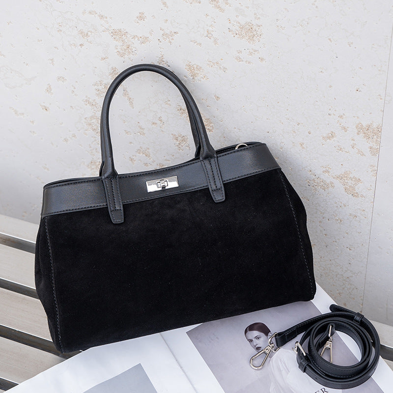 Frosted Cowhide Tote Bag for Women Large Capacity Shoulder Handbag, Elegant Stylish Purse with Soft Matte Leather Finish