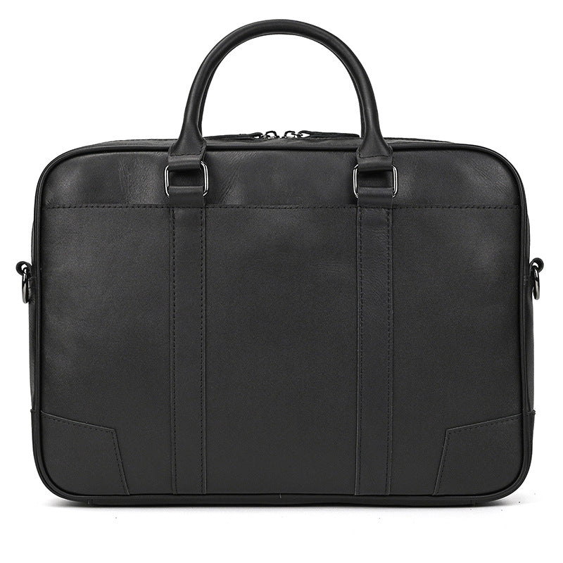 New Black Crazy Horse Leather Business Briefcase, Cross-Border Bestseller Laptop Commute Bag, Premium Shoulder Crossbody Work Bag for Men