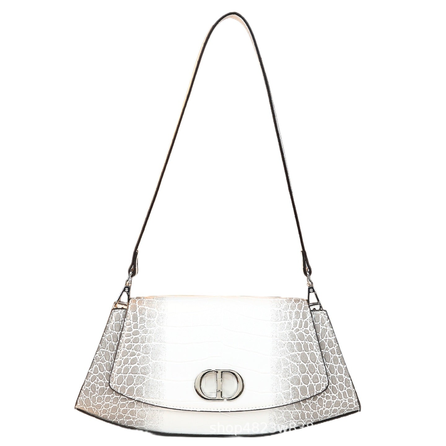 Genuine Leather Croc-Embossed Crossbody Bag – Women's Underarm Shoulder Purse, Trendy Casual Small Handbag for Daily Use