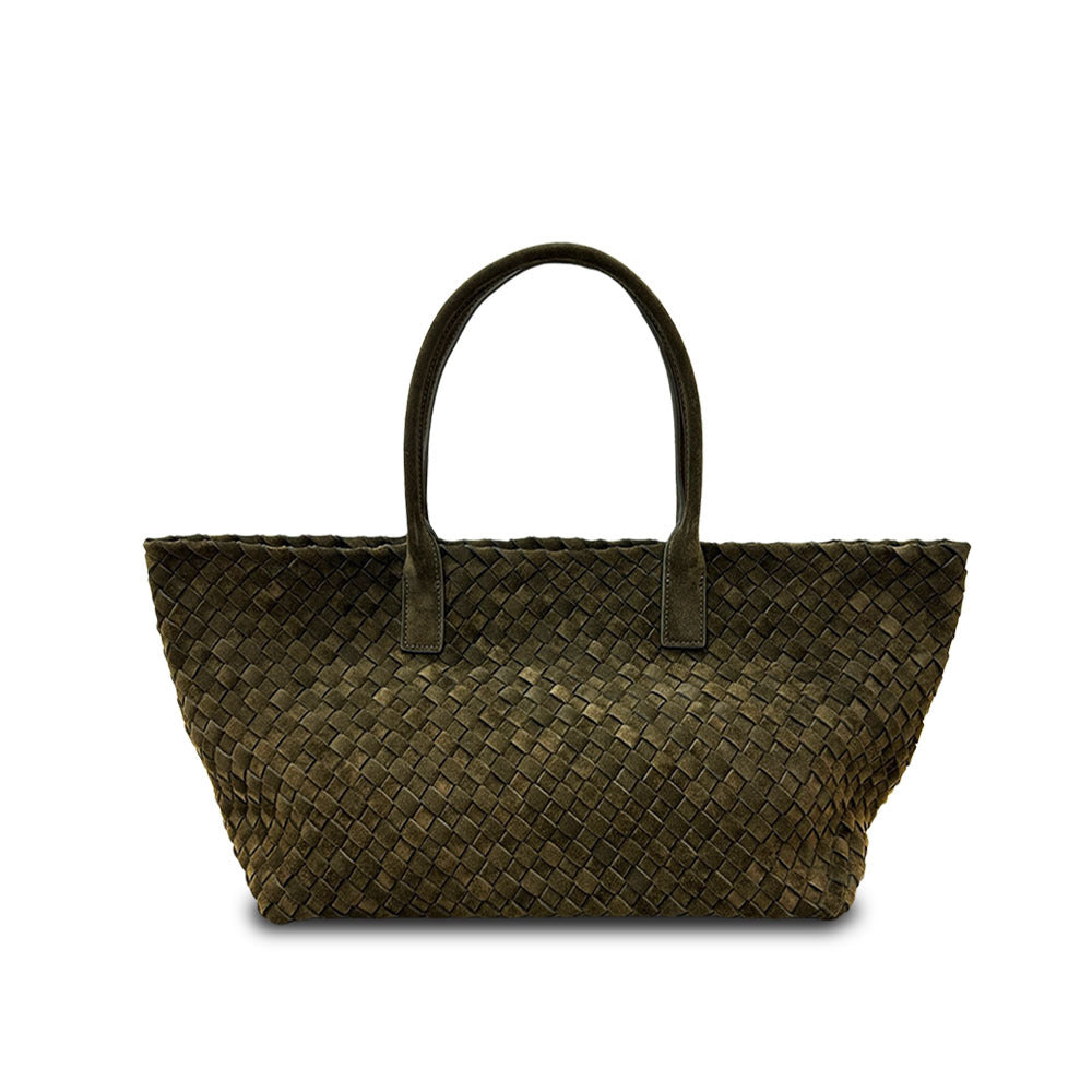 First layer cowhide genuine leather woven vegetable basket, first layer frosted cowhide tote large capacity portable large bag women