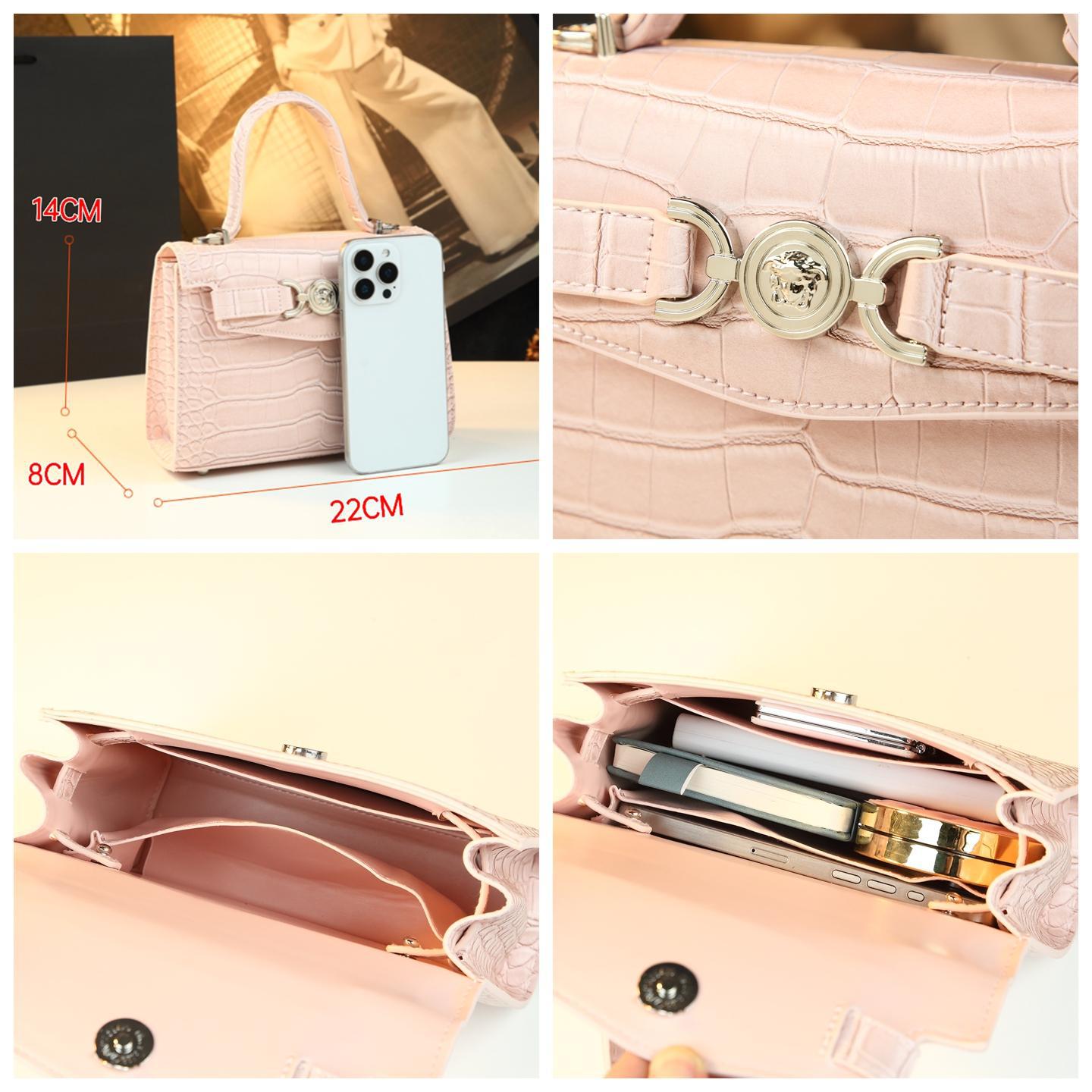 New Arrival Croc-Effect Small Commuter Bag for Women, A Kelly-Style Top-Handle Crossbody Shoulder Handbag with Genuine Leather & Trendy Design