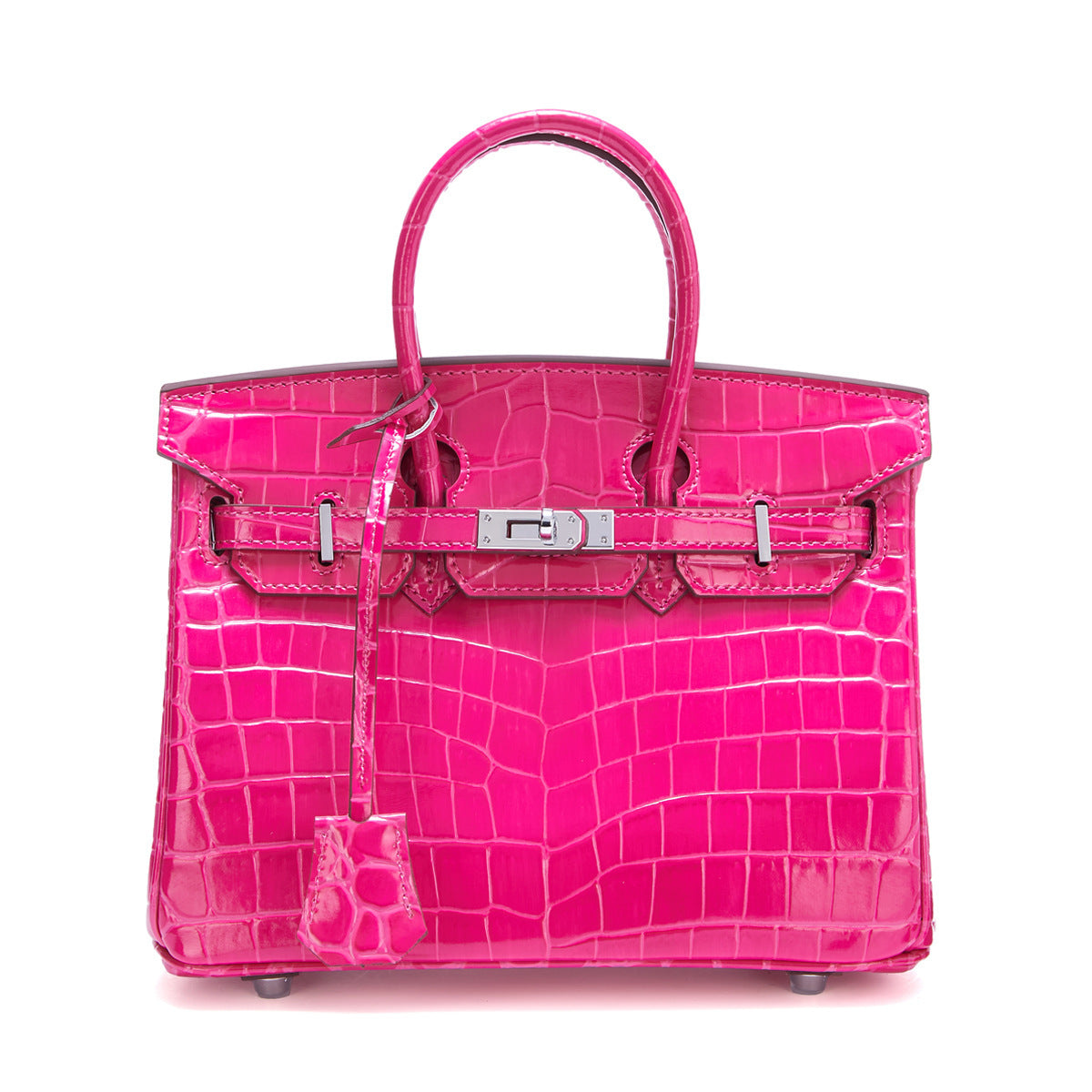 Genuine Leather Patent Crocodile-Embossed Birkin-Style Bag for Women, New Fashionable Top Handle Shoulder Crossbody Purse with Silver-Tone Hardware, Trendy Handbag for Ladies