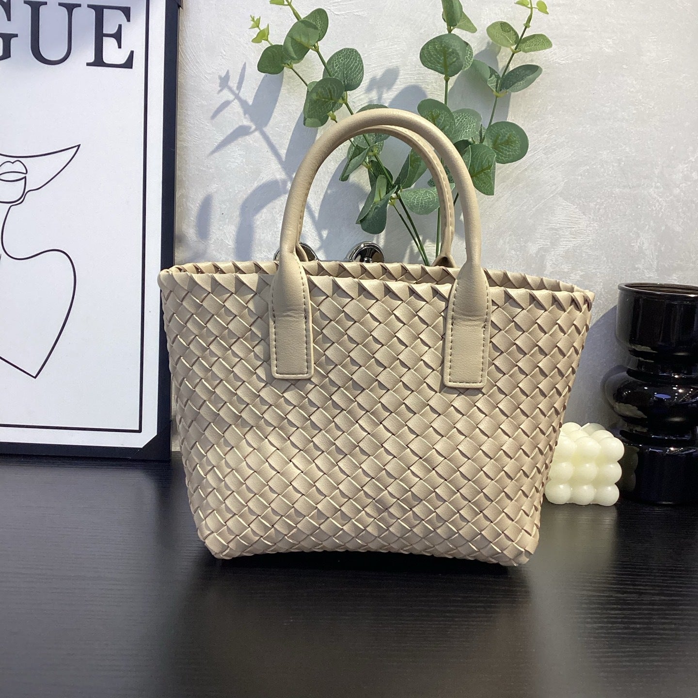 Genuine Top Layer Cowhide Woven Basket Tote Bag, Old Money Light Luxury Top Handle Handbag, Premium Shoulder Bag for Ladies