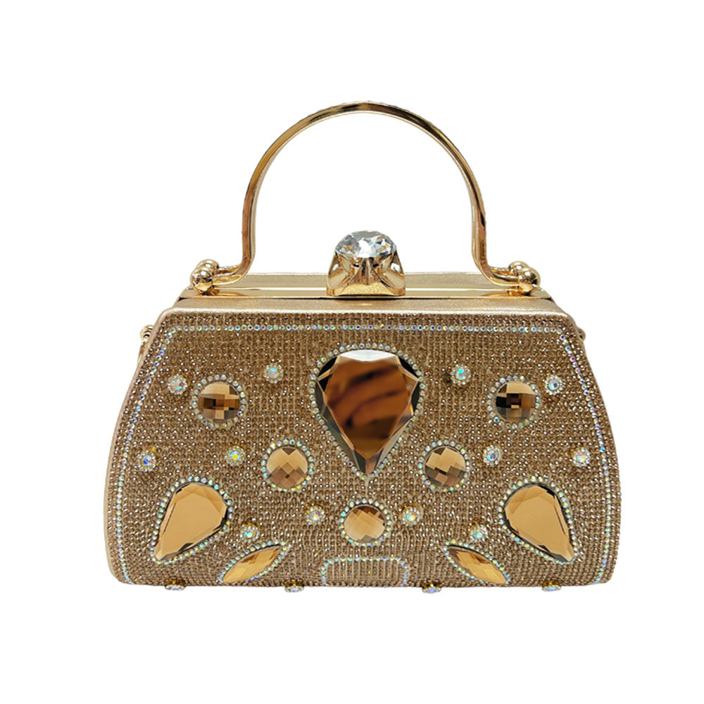 Dazzling Rhinestone-Embellished Evening Bag for Women, A Glamorous Luxurious Top-Handle Handbag with Versatile Crossbody Shoulder Strap, Perfect for Banquets Weddings & Formal Gowns