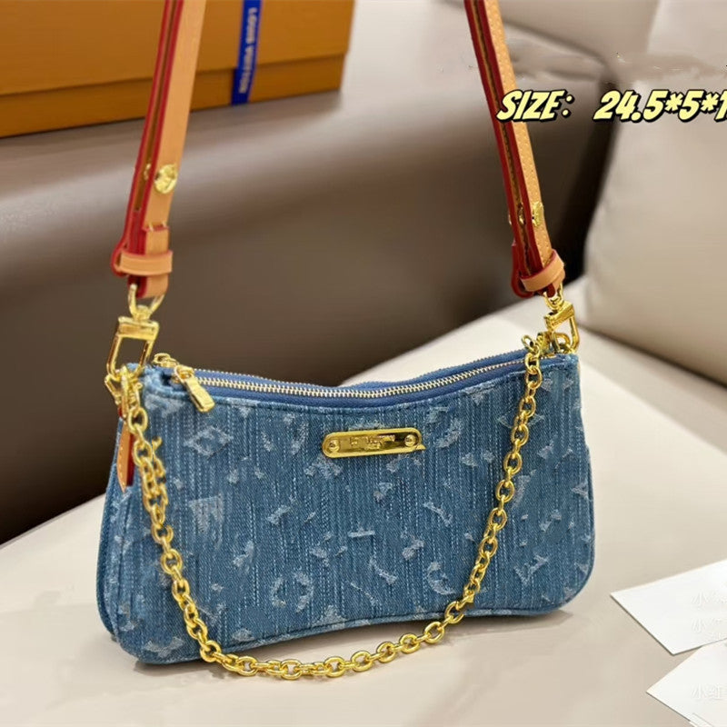 Genuine Leather Twin Mahjong Clutch Bag for Women Multi-Compartment Large Capacity Wristlet Shoulder Handbag with Versatile Style
