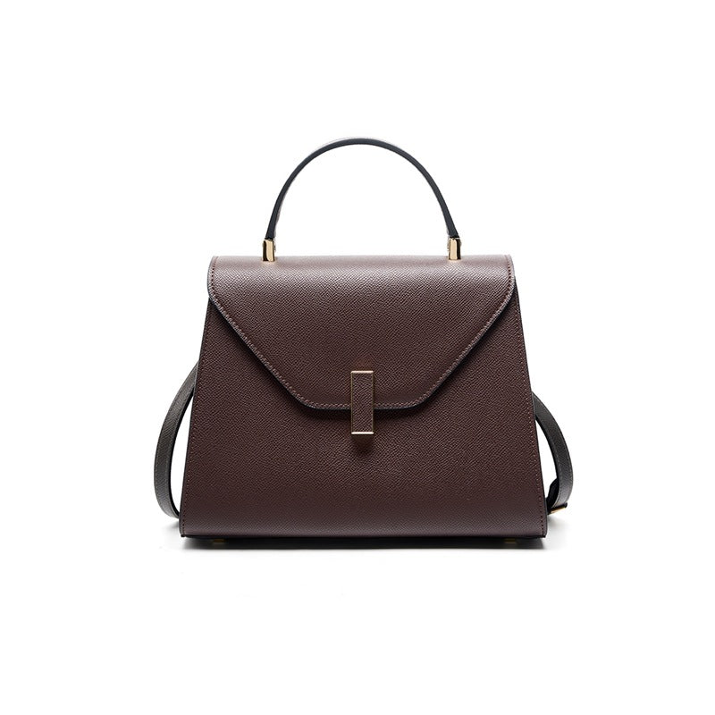 New Kelly-Style Niche Designer Bag in Genuine Leather, Large Capacity Shoulder Crossbody Top Handle Purse, Premium Fashionable Handbag for Women