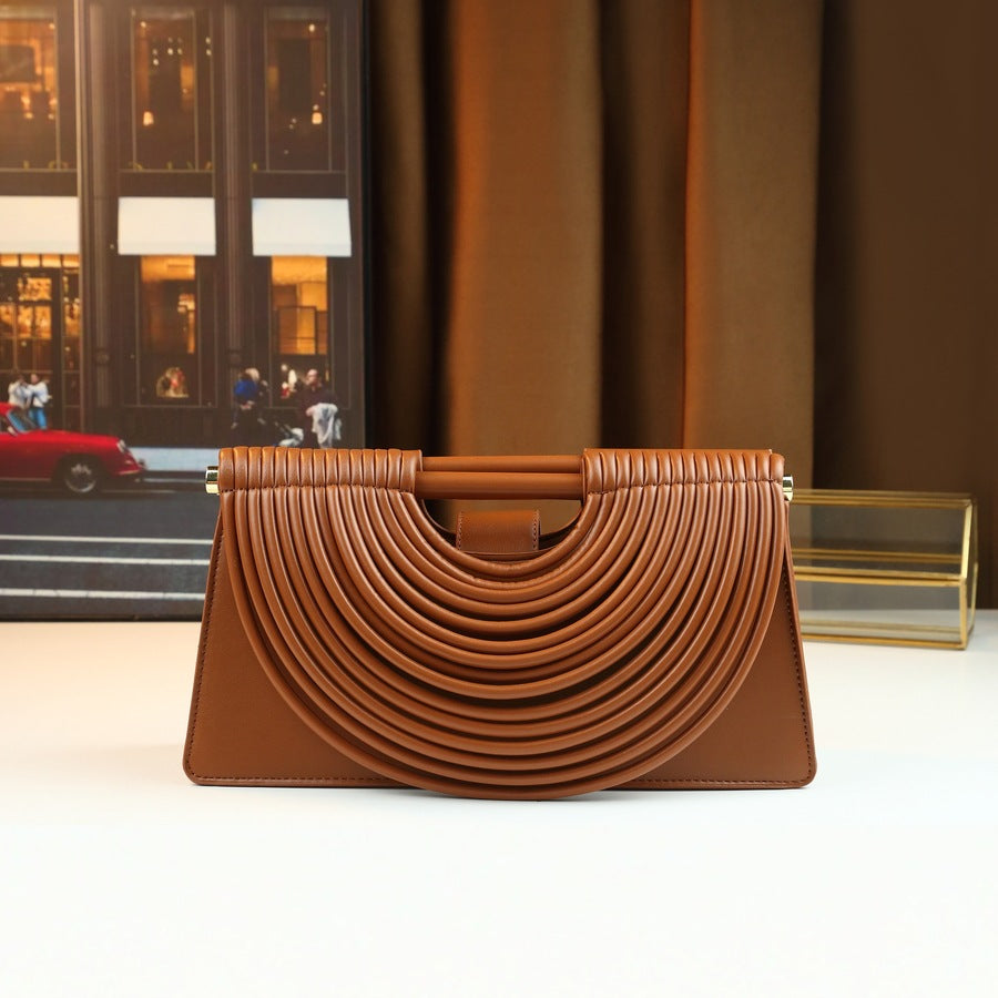 Woven Line Clutch Bag for Women Niche Designer Handbag with Premium Texture, Artistic Woven Detail and Minimalist Silhouette
