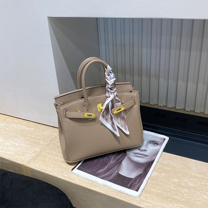 New Arrival Pebbled Genuine Leather Birkin-Inspired Tote Bag for Women, Gold-Tone Hardware with Spacious Large Capacity, Versatile Top-Handle Shoulder Handbag for Everyday Chic