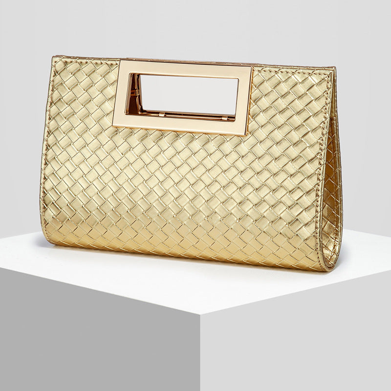 Woven Evening Clutch for Women, New Fashionable Banquet Top Handle Bag, Elegant Wedding Party Handbag for Ladies