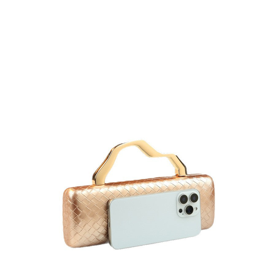 New Arrival Wave Metal Handle Baguette Bag for Women, A Woven Shoulder Crossbody Handbag with Premium Trendy Design
