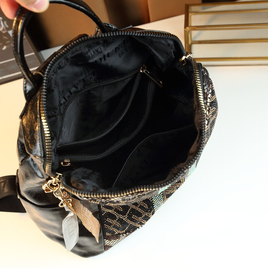 Sequin Soft Leather Backpack for Women Korean Style Anti-Theft Multi-Functional Travel Daypack, Versatile Casual Bag with Stylish Design