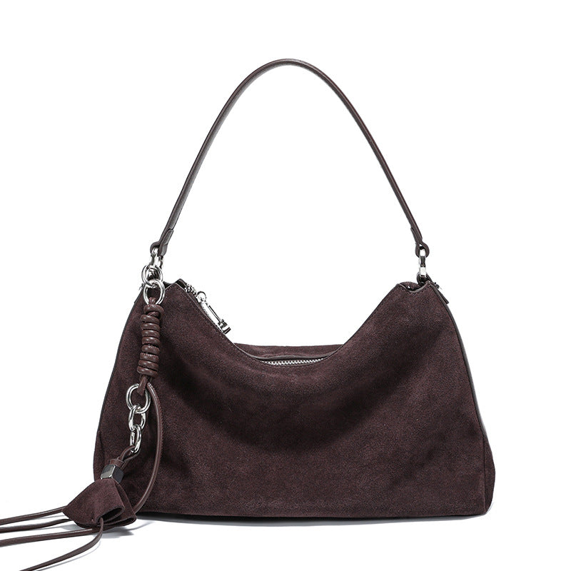 Genuine Leather Suede Tote Bag for Women Vintage Stylish Large Capacity Shoulder Handbag with Soft Premium Texture