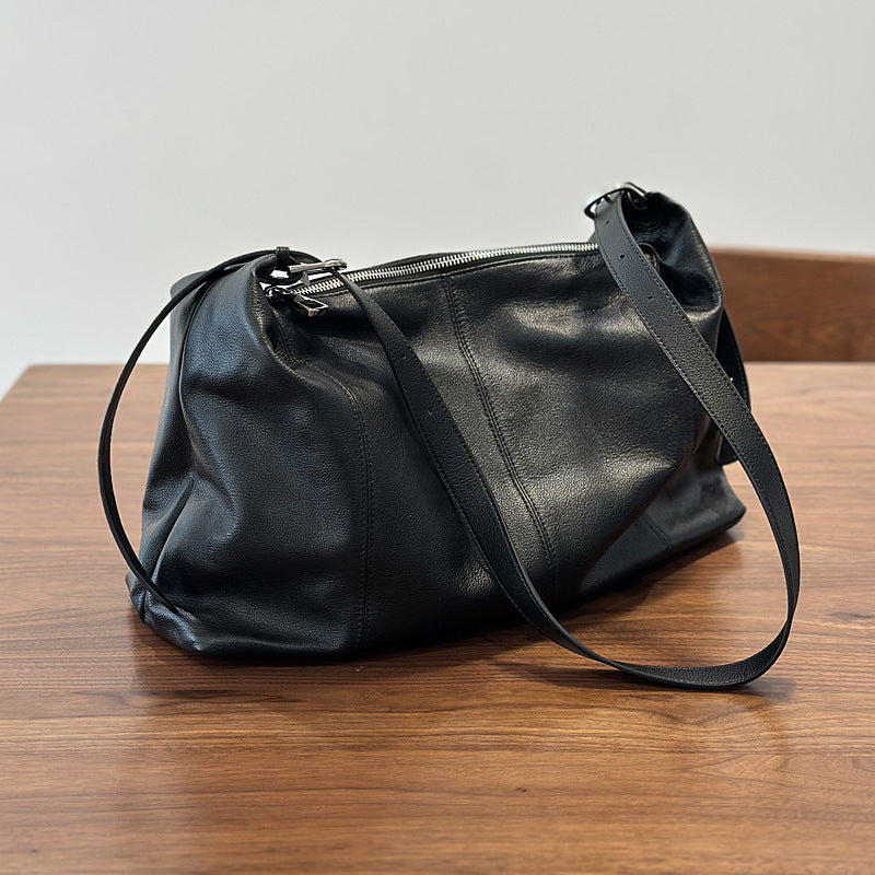 Genuine Top Layer Cowhide Tote Bag for Women, New Spring Large Capacity Casual Shoulder Crossbody Purse, Premium Niche Designer Handbag for Ladies