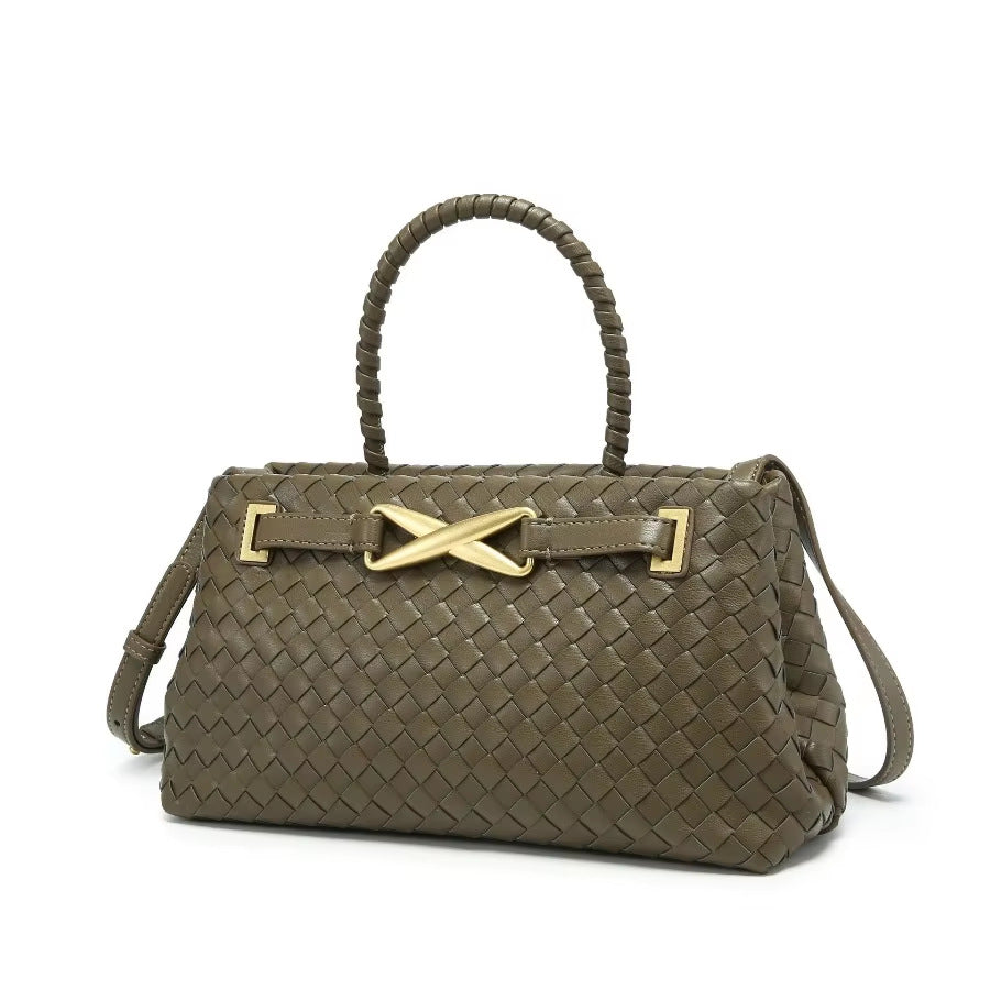 PU Woven Bucket Bag for Women Summer Shoulder Crossbody Handbag, Bestselling Versatile Purse with Natural Woven Texture