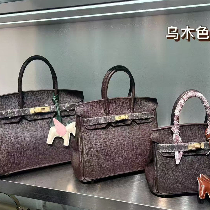 Premium Top-Layer Cowhide Birkin-Inspired Tote Bag for Women, High-Quality Large Capacity Shoulder Crossbody Handbag with Versatile Design, Perfect for Banquets & Everyday