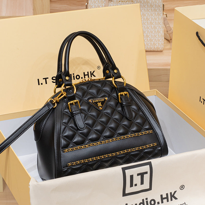 Genuine Leather Quilted Square Bag for Women, New Summer Niche Premium Chain Shoulder Crossbody Underarm Purse, Trendy Handbag for Ladies