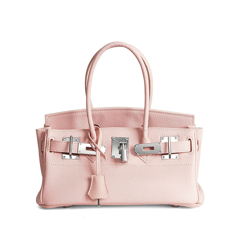 【Pebbled Top-Layer Leather】Premium Birkin-Inspired Tote Bag for Women, High-Quality Genuine Leather Large Capacity Commuter Top-Handle Handbag