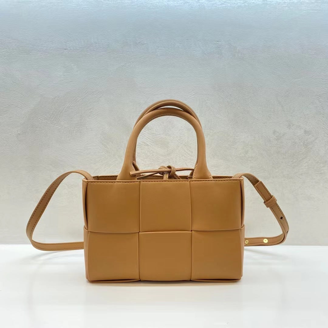 New Genuine Leather Woven Shoulder Bag for Women, Fashion Cowhide Crossbody Purse with Top Handle, Versatile Underarm Bag for Daily Use