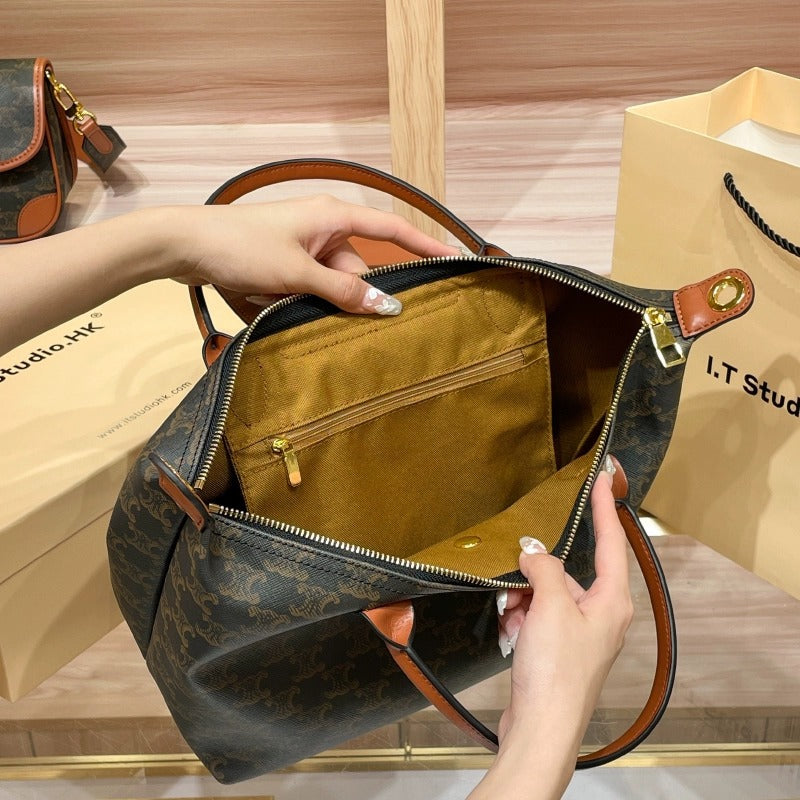 Genuine Leather Dumpling Tote Bag for Women, New Fall Winter Large Capacity Commute Crossbody Shoulder Handbag, Versatile Everyday Purse for Ladies