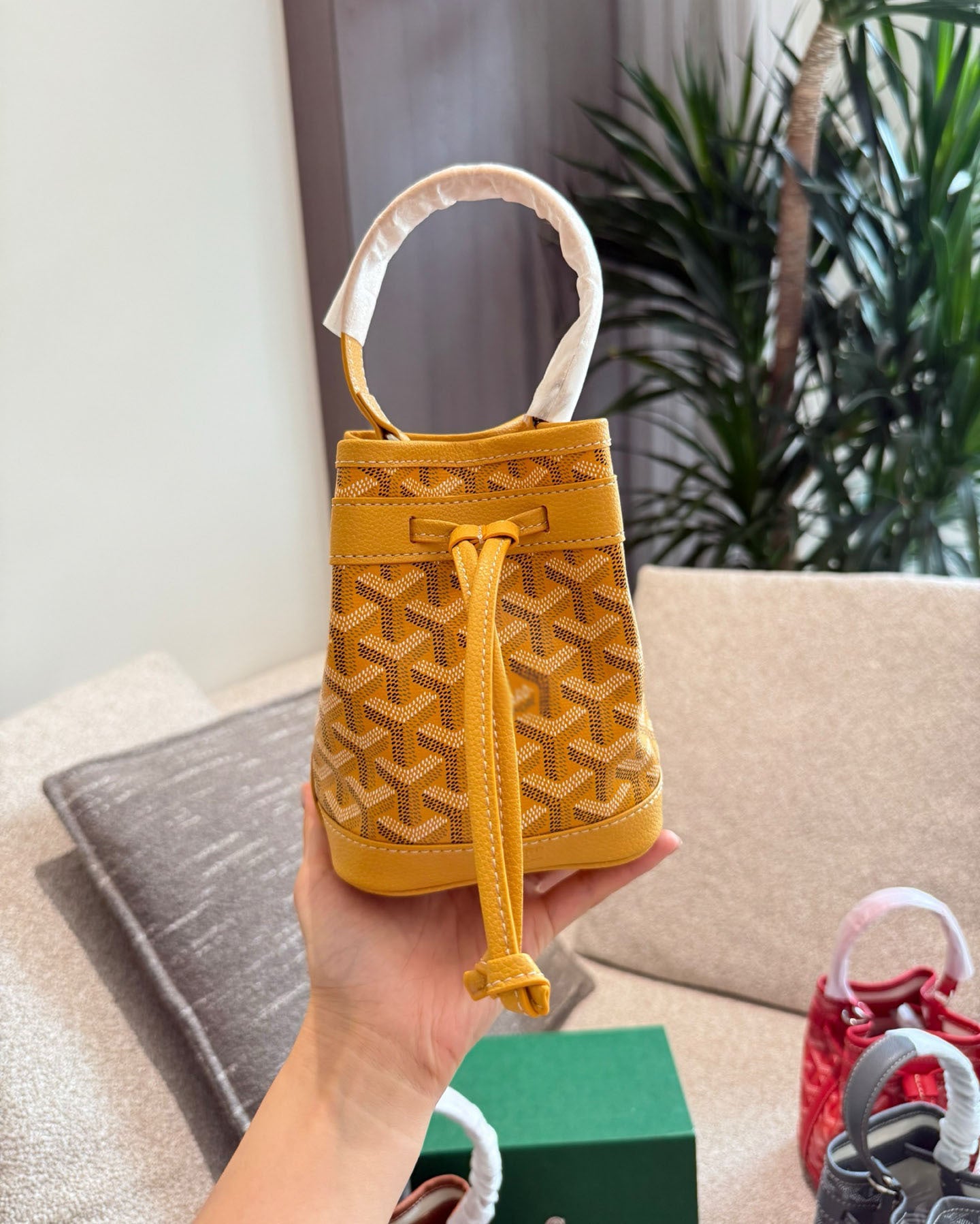 Gaodeya PETIT FLOT Mini Bucket Bag, Dog Tooth Pattern Custom, High-End Light Luxury New Ins Style