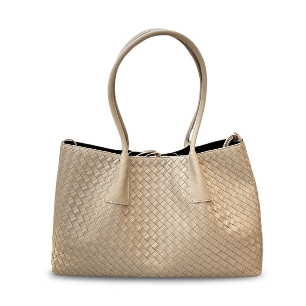 Leather New Woven Tote Bag Hand Crossbody One Shoulder Underarm Bag Women's Large Capacity Bag Mommy Bag