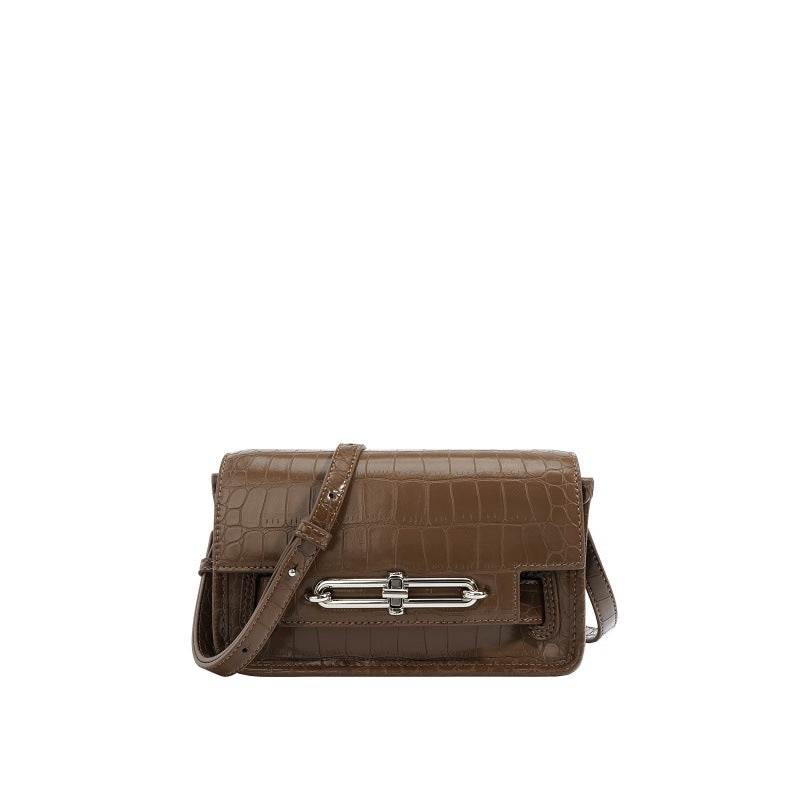 New Arrival Croc-Effect Small Square Bag for Women, A Premium Turn-Lock Crossbody Shoulder Handbag with Versatile Fashionable Design, Perfect Everyday Mini Purse