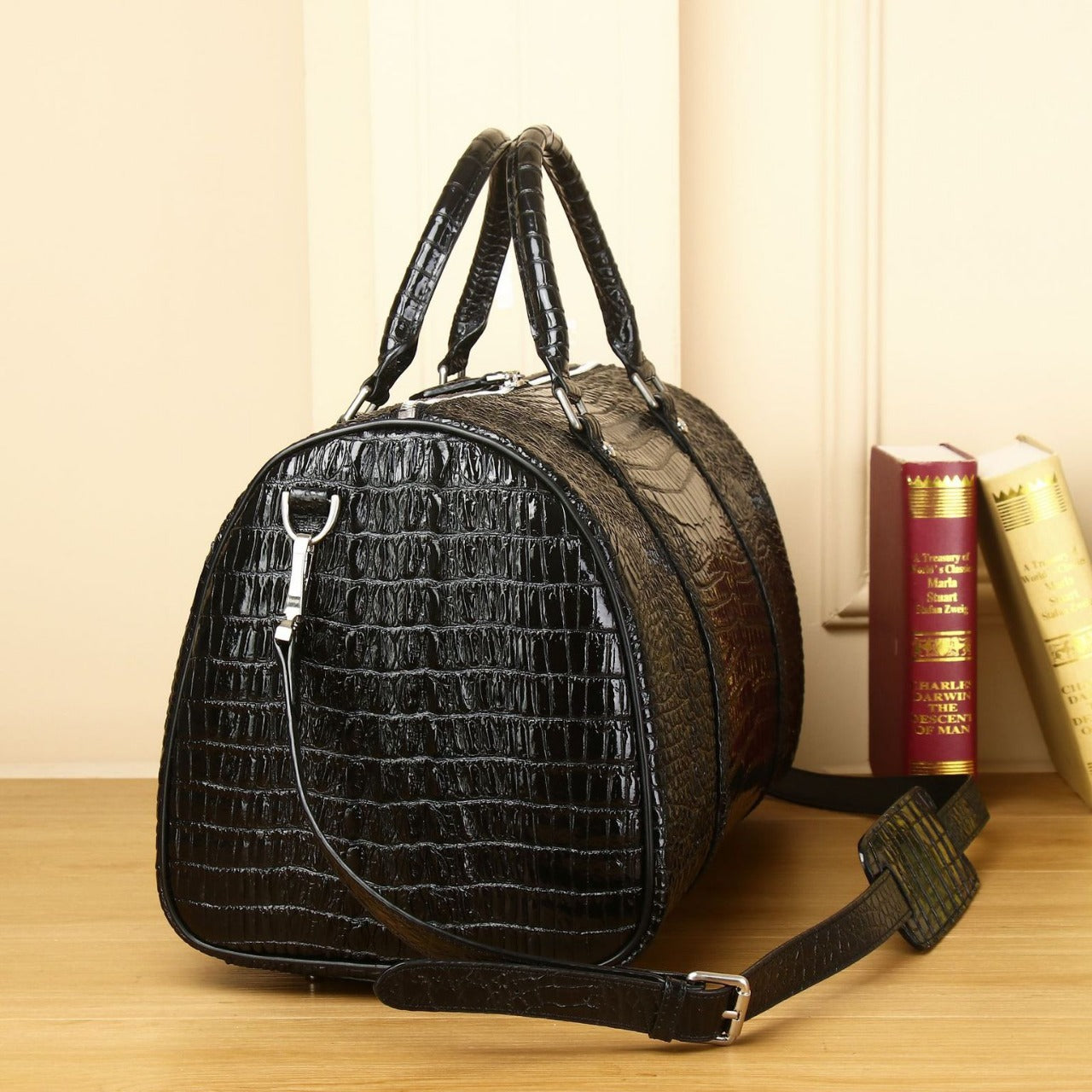 New Arrival Croc-Effect Large Travel Duffel Bag for Men, A Spacious Shoulder Crossbody Luggage with Trendy Casual Design, Perfect for Travel & Adventure