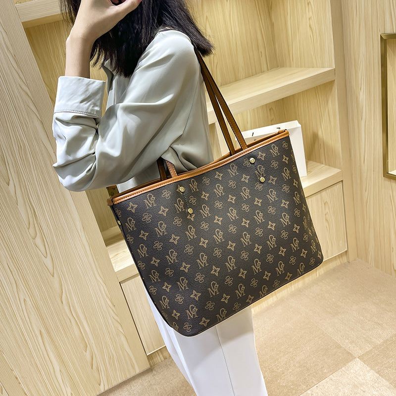 Genuine Leather Light Luxury Large Capacity Tote Bag for Women, Trendy Premium Shoulder Crossbody Top Handle Purse, Niche Designer Everyday Handbag for Ladies