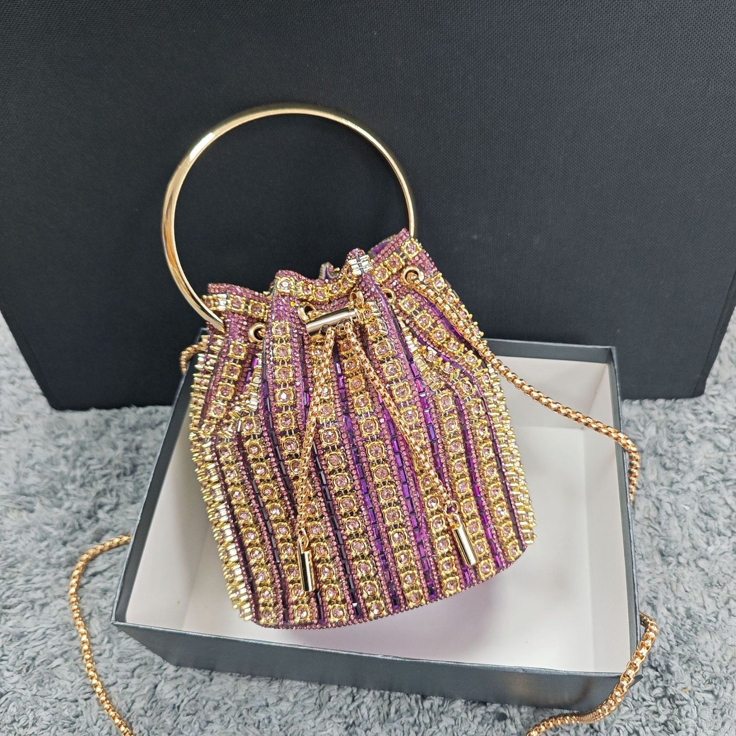 New Chain Rhinestone Evening Bag for Women, Crystal-Studded Shoulder Crossbody Purse, Light Luxury Handbag with Top Handle for Daily & Parties