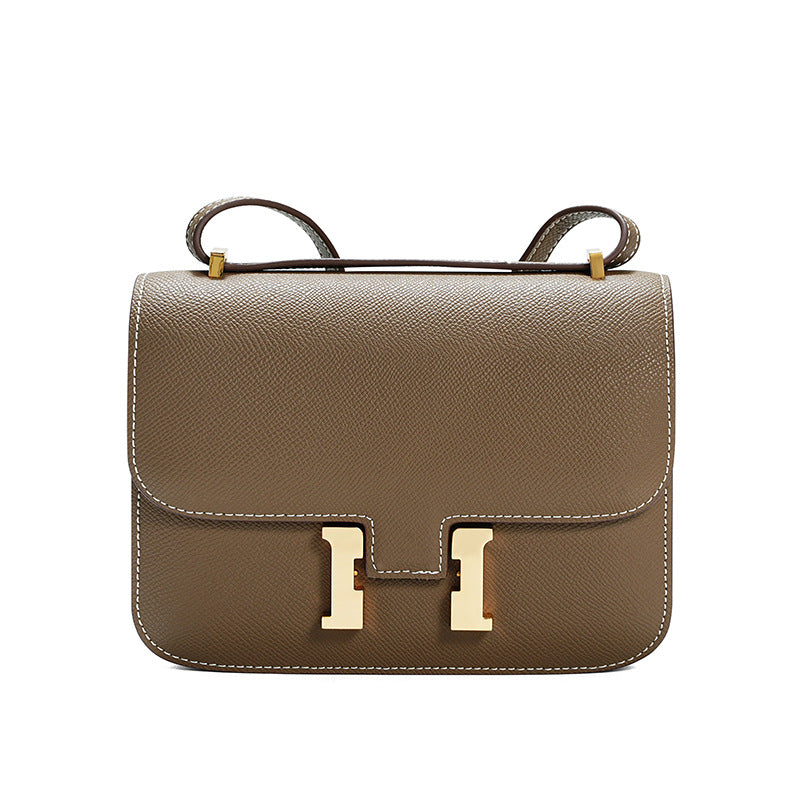Genuine Cowhide H-Buckle Constance-Style Bag for Women, Versatile Crossbody Shoulder Underarm Purse, Minimalist Summer Handbag with Premium Feel for Ladies