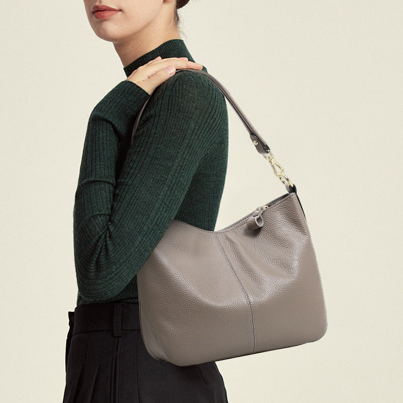 New Spring Summer Soft Cowhide Tote Bag, Trendy Shoulder Crossbody Purse, Versatile Mom Handbag for Women