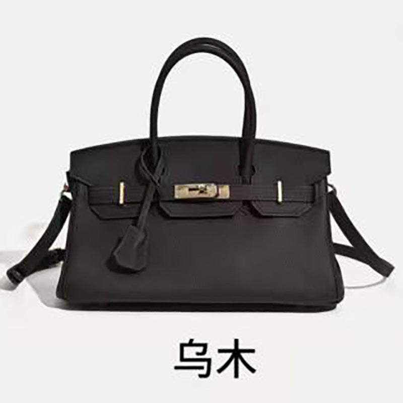Chic Color-Blocked Birkin-Inspired Tote Bag for Women, Premium Top-Layer Cowhide Leather with Horizontal Design, Versatile Top-Handle Shoulder Crossbody Handbag for Commute & Everyday Style
