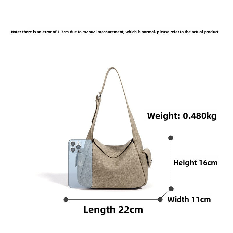 Genuine Top Layer Cowhide Pillow Bag for Women, Light Luxury Niche Designer Top Handle Shoulder Purse, Premium Fashionable Handbag for Ladies